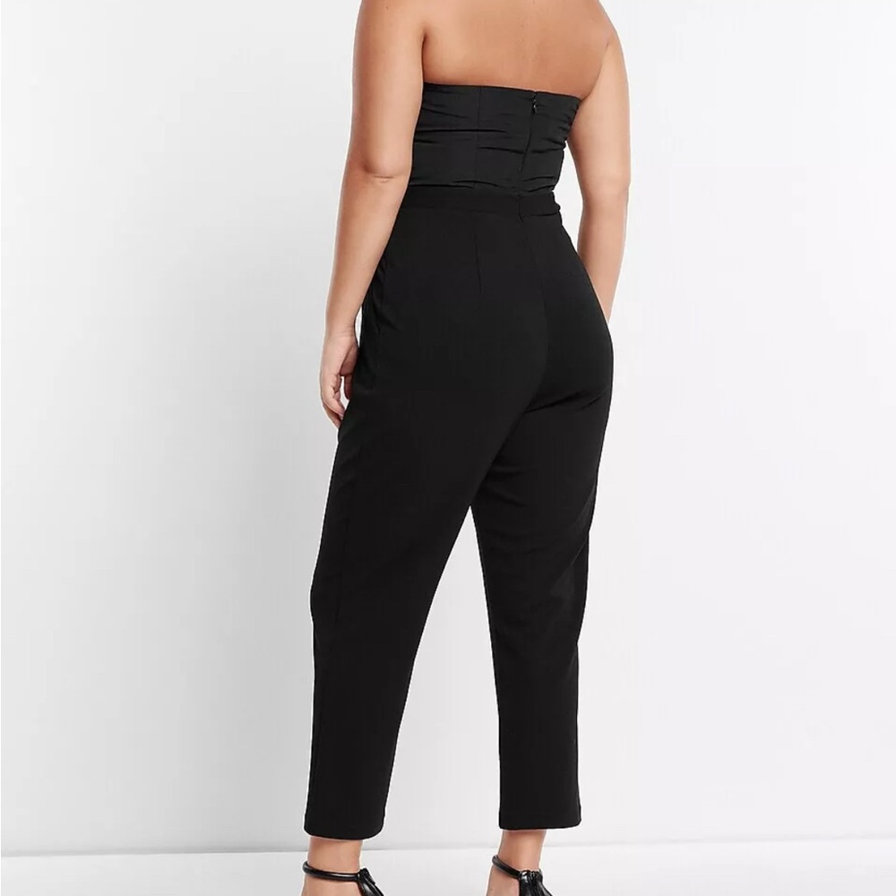 NEW EXPRESS $118 BLACK OFF THE SHOULDER REMOVABLE PUFF SLEEVE JUMPSUIT SZ 12 - Picture 2 of 11